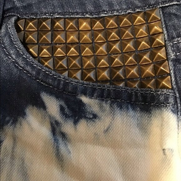 Guess Tie Dye Embellished Jean Fringe Shorts Size 26 - Picture 3 of 4